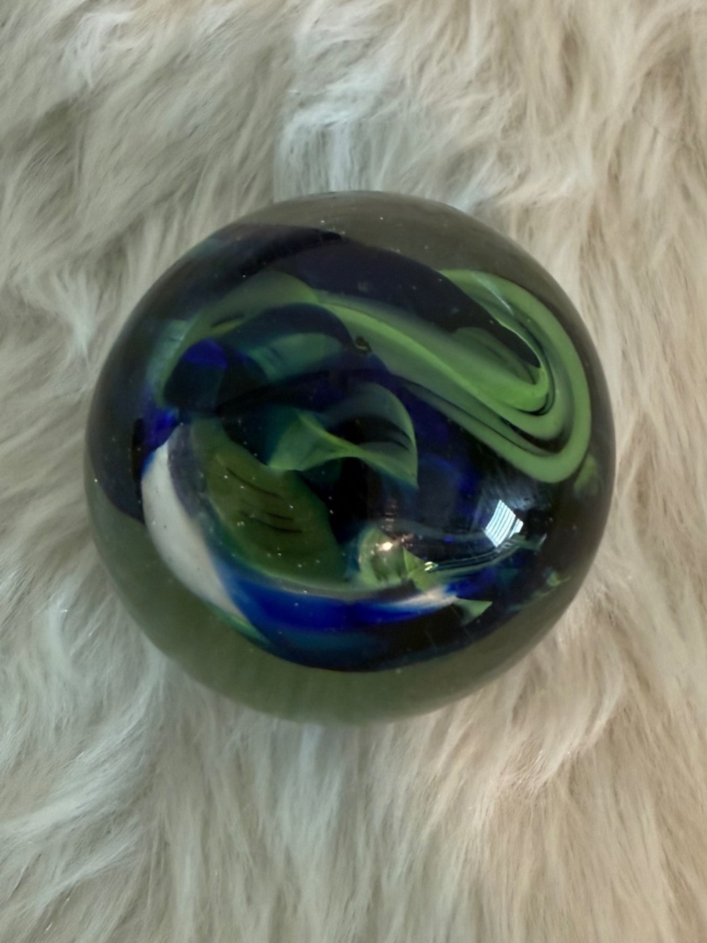 Clear Blue & Green Swirl Paperweight - Picture 2 of 4